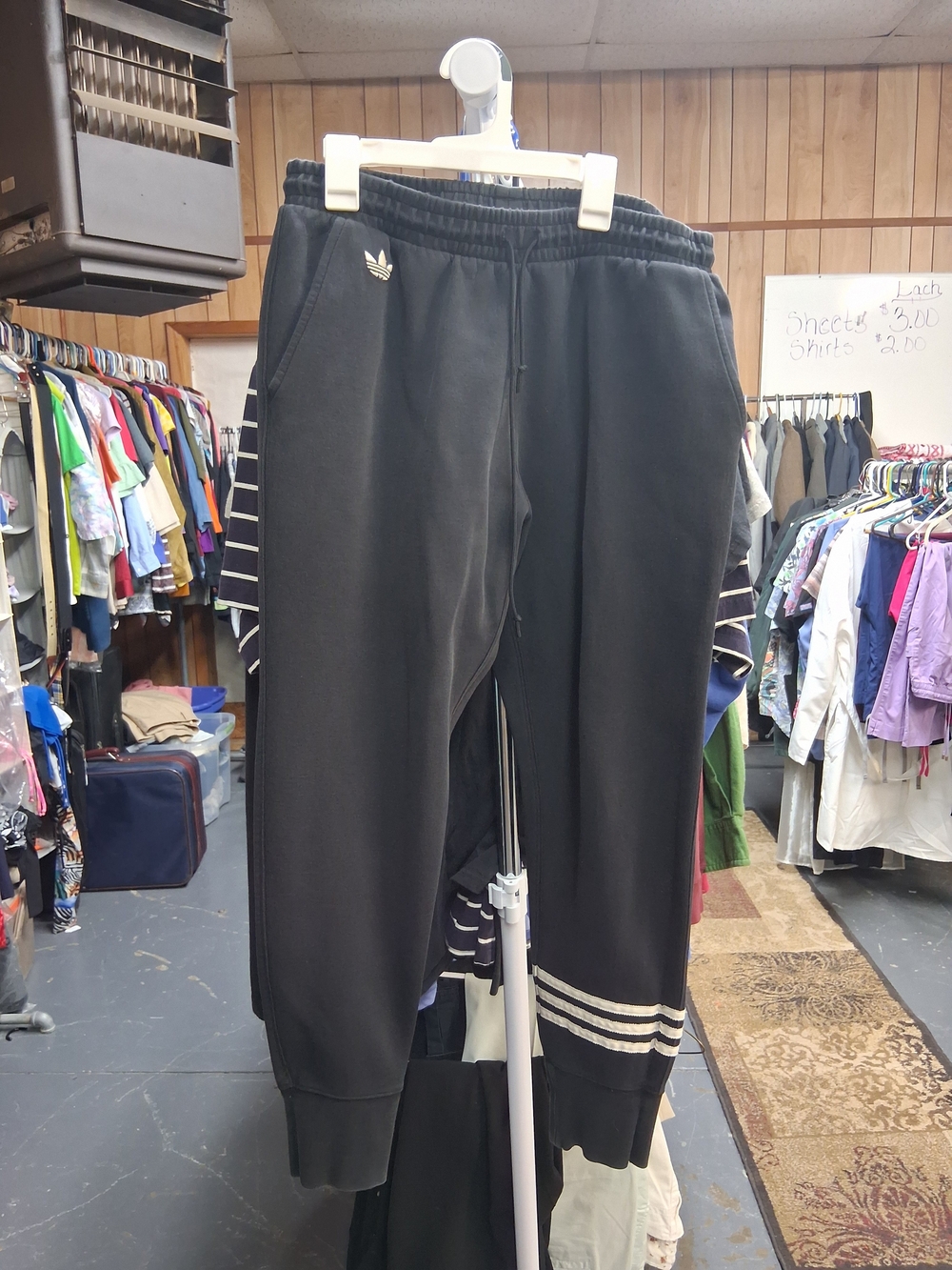 adidas Black Jogger Pants with White Stripe Accents